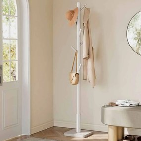 Bengaleiro em forma de árvore feito de madeira de borracha 30 x 30 x 175 cm Cappuccino bege