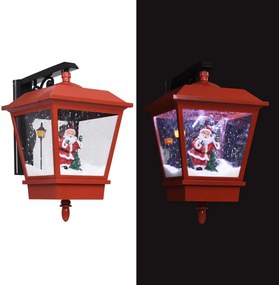 vidaXL Candeeiro de parede luzes LED e Pai Natal 40x27x45 cm vermelho