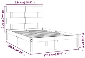 Estrutura de cama 120x200 cm madeira maciça