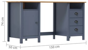 Secretária Hill 150x50x74 cm pinho maciço cinzento