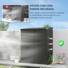 Abrigo de Jardim 1,34m² 161,5x94,5x196 cm Abrigo de Exterior de Aço Galvanizado com Porta e Fechadura Preto