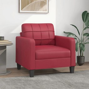 vidaXL Poltrona 60 cm couro artificial vermelho tinto