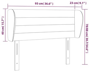 Cabeceira de cama c/ abas tecido 93x23x78/88 cm cinzento-escuro