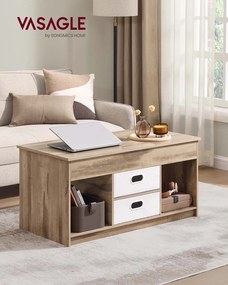 Mesa de centro 50 x 100 x 48 cm com 2 gavetas e compartimentos Castanho-branca