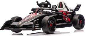 Carro elétrico para Crianças Corrida Formula E Porsche Rodas Espuma EVA, Assento couro ecológico Vermelho/Preto