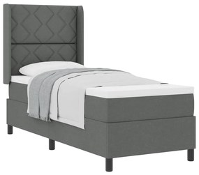 Cama com Estrado e Colchão - Cinza Escuro, 80x200 cm em Tecido