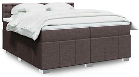 Cama com molas/colchão 200x200 cm tecido castanho-escuro