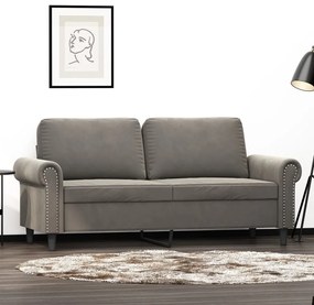 vidaXL Sofá de 2 lugares 140 cm veludo cinza-claro