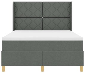 Cama Box com Colchão &amp; LED Cinza Escuro 140x200 cm Tecido