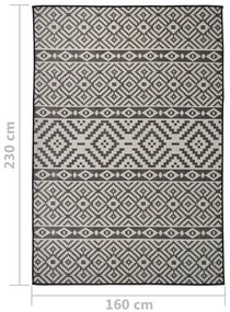 Tapete de tecido plano para exterior 160x230 cm riscas pretas