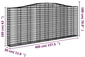 Cestos gabião arqueados 6pcs 400x30x160/180cm ferro galvanizado