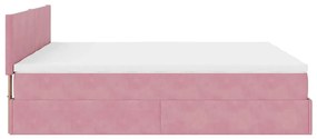 Estrutura de cama otomana com colchões 180x200 cm veludo rosa