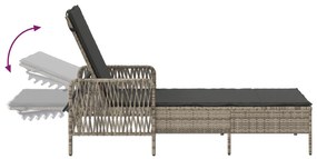Espreguiçadeira Cinza claro Rattan PE 157 x 55 x 92 cm Dobrável