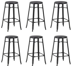 Bancos de bar 6 pcs aço preto