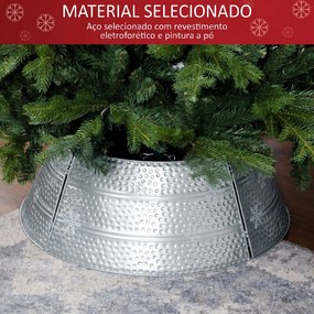 Saia para Árvore de Natal em Metal Impermeável, Decoração para Festas e Casa, 66x66x23 cm, Prateado