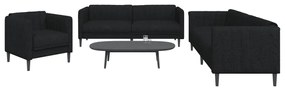 3 pcs conjunto de sofás tecido preto