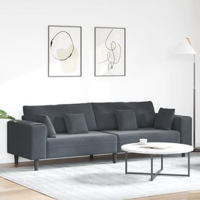 vidaXL Sofá de Veludo com almofada com travesseiro Cinza Escuro 208 cm Veludo