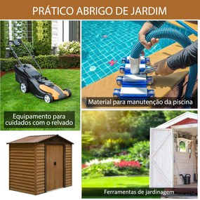 Abrigo de Jardim 3m² 152x235,7x208,7 cm com 2 Portas de Correr e 4 Janelas de Ventilação Madeira e Castanho