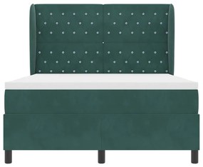 Cama Box com Colchão, Verde Escuro, 140x190 cm, Veludo