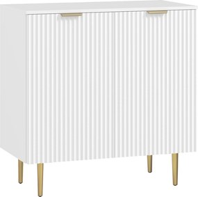 HOMCOM Aparador de Cozinha, Móvel de Armazenamento com 2 Portas, Prateleira Ajustável, Pés Metálicos Elevados, 80 x 40 x 80 cm, Branco | Aosom Portugal
