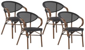 Conjunto de 4 cadeiras de jardim em preto e castanho escuro CASPRI Beliani