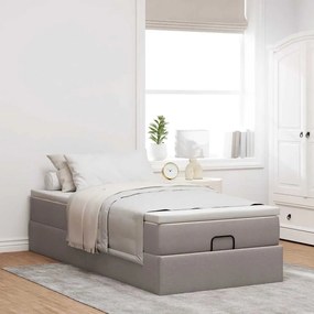 Estrutura de cama otomana com colchão tecido cinzento 100x200cm