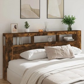 Cabeceira c/ LEDs 220x18,5x103,5 cm carvalho fumado