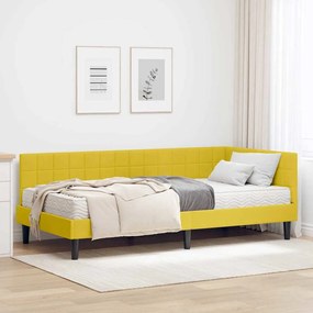 vidaXL Estrutura de Cama de Canto com Colchão 2 pcs Amarelo Veludo