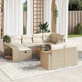 vidaXL 11 pcs conjunto sofás de jardim c/ almofadões vime PE bege