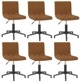 vidaXL Cadeiras de jantar giratórias 6 pcs veludo castanho