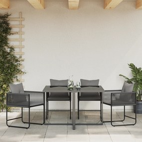 vidaXL Cadeiras de Jardim com Almofadas 4 pcs Rattan Poliéster Preto