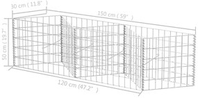 Cesto gabião aço galvanizado 120x30x50 cm