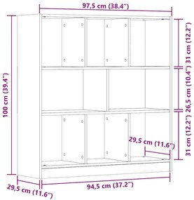 Estante 97,5x29,5x100 cm contraplacado madeira velha