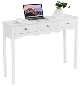 Secretária estreita com 3 gavetas MDF Mesa multifuncional para escritório em casa 100 x 32 x 75 cm Branca