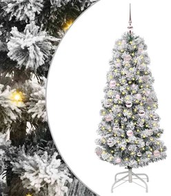 vidaXL Árvore de Natal Articulada Artificial Verde e Branco 150 cm