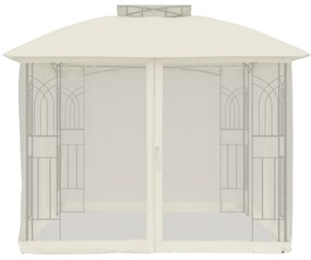 Gazebo c/ teto duplo/paredes de malha 2,94x2,94 m aço creme