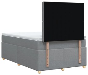 Cama boxspring com colchão 120x190 cm tecido cinzento-claro