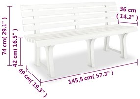 Banco de jardim 145,5 cm plástico branco