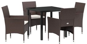 Conjunto de Jantar para Jardim com 5 Peças em Rattan Sintético Marrom
