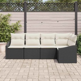 Conjunto de Jantar de Jardim 5 Peças com Almofadas em Rattan Sintético