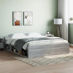 vidaXL Estrutura de cama 140x200 cm cinza sonoma