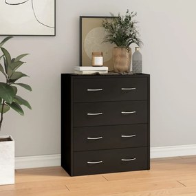 vidaXL Aparador com 4 gavetas 60x30,5x71 cm preto