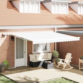 vidaXL Toldo Manual Retrátil com LED Branco 400x300 cm