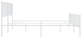Estrutura de cama com cabeceira e pés 200x200 cm metal branco