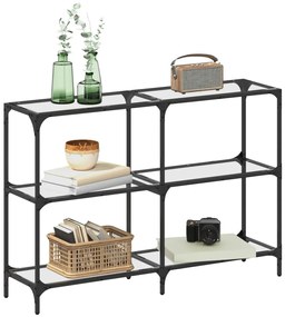 Mesa consola com tampo em vidro transparente 118,5x30x81 cm aço