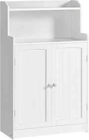 Armário de banheiro VASAGLE, móvel de banheiro com 2 portas, 2 prateleiras ajustáveis, 30 x 60 x 100 cm, armário para sala de jantar, cozinha, sala de estar, branco nuvem BBC770W01