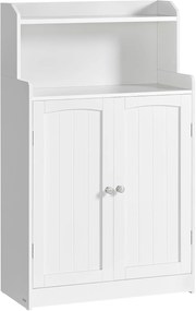 Armário de casa de banho com portas e prateleiras ajustáveis | VASAGLE | 60 x 30 x 110 cm | Cloud White | BBC770W01.