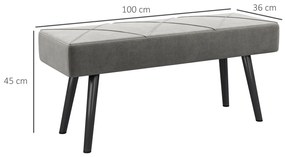 Banco de Pé de Cama Multifuncional e Moderno Banco de Dormitório com Pés de Aço e Assento Acolchoado 100x36x45 cm Cinza