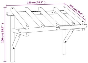 Toldo para porta 150x100x100 cm madeira de pinho maciça