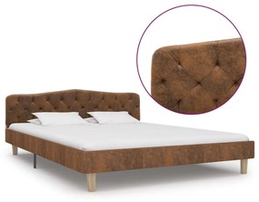 vidaXL Estrutura de cama 160x200 cm camurça artificial castanho